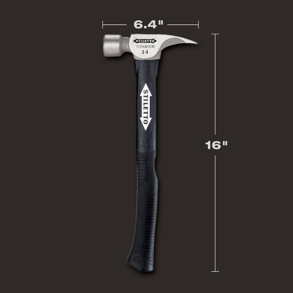 ErgoCraft 16" Black and Chrome Titanium Milled-Face Claw Hammer