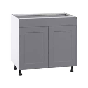 Bristol Painted Slate Gray Shaker Assembled Base Kitchen Cabinet with Draw (36 in. W x 34.5 in. H x 24 in. D)