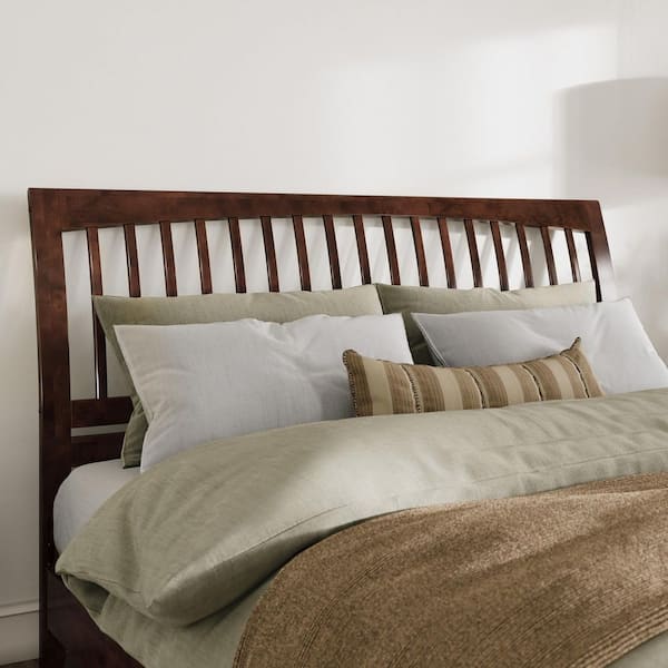 Orleans Walnut Brown King Sleigh Solid Wood Slat Headboard