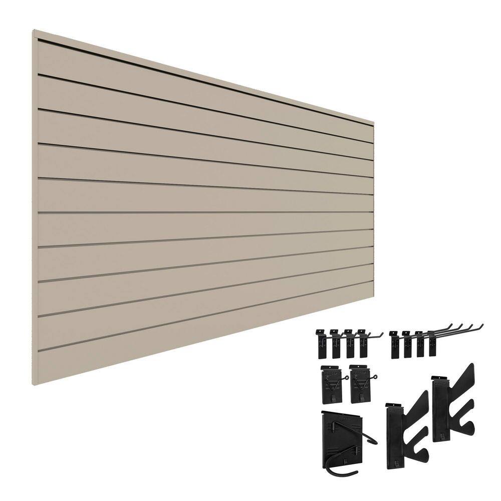48 in. H x 96 in. W PVC Slatwall Kit with Sports Bundle in Sandstone (12-Piece) price history on PriceWatchPro