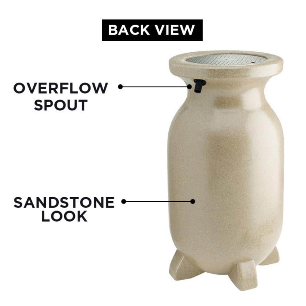 Sandstone-Look Beige 75-Gallon Plastic Rain Barrel
