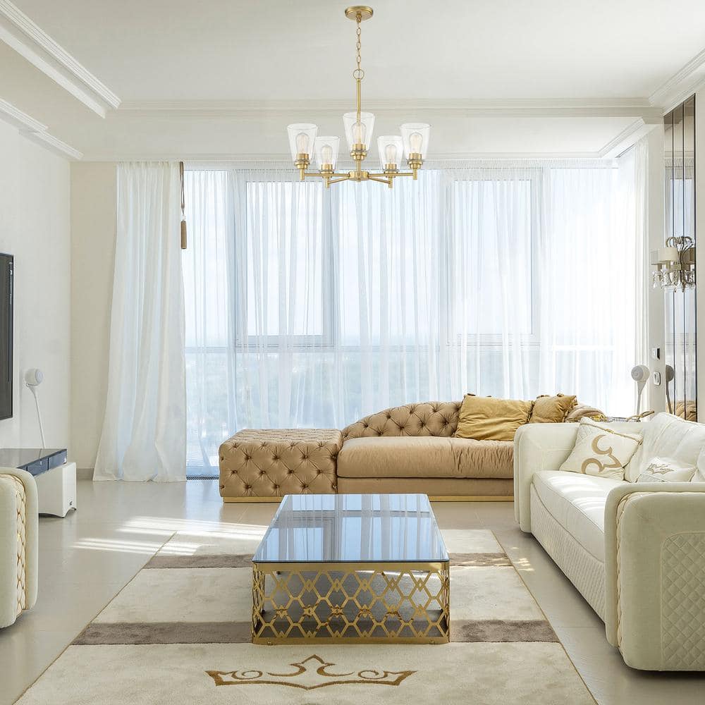 Westin 5-Light Brushed Gold Chandelier with Clear Glass Shades