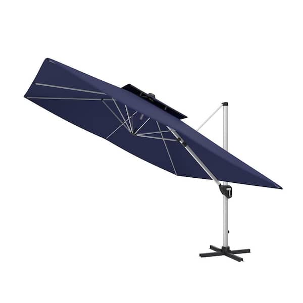 Clihome 11 ft. Patio Umbrella Outdoor Square Double Top Umbrella in Navy Blue (without Umbrella Base)