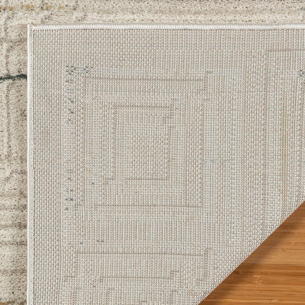 Vania Rectangular Cream Tufted Synthetic Shag Area Rug