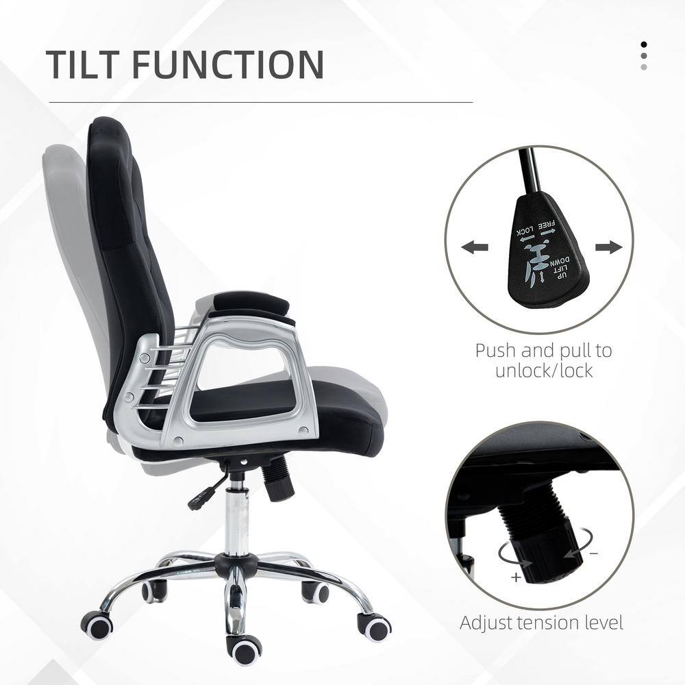 Black Velvet Button Tufted Swivel Task Chair with Fixed Arms