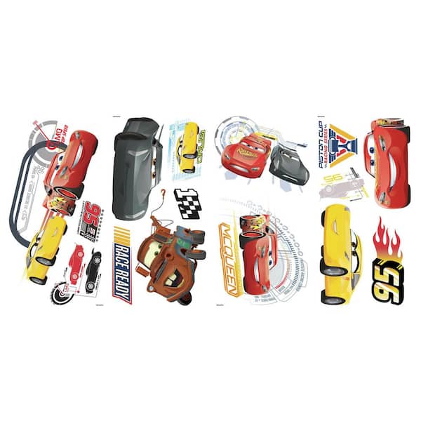 RoomMates 5 in. x 11.5 in. Red Disney Pixar Cars 3 15-Piece Peel and Stick Wall Decals