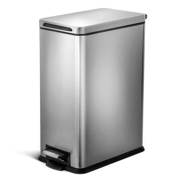 7.9 Gal. Stainless Steel Step-On Kitchen Trash Can with Soft Close Lid and Slim Shape