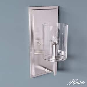 Kerrison 1-Light Brushed Nickel Wall Sconce with Clear Seeded Glass Shade