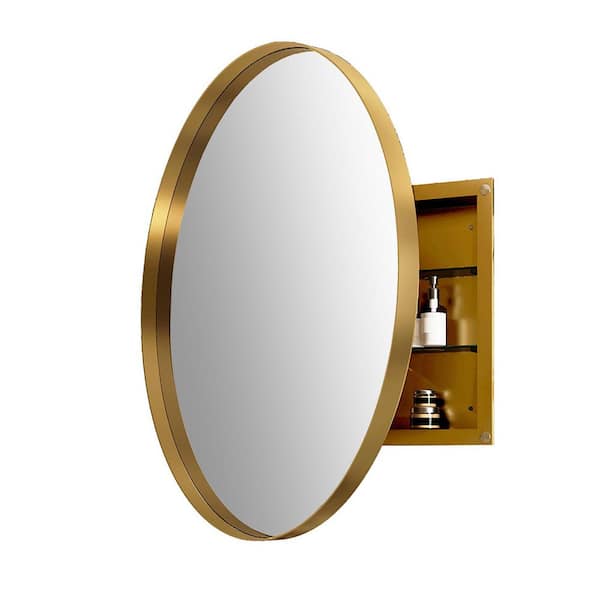 31.5 in. W x 31.5 in. H Round Metal Medicine Cabinet with Mirror