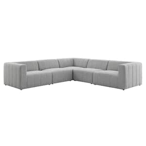Bartlett 5-Piece Light Gray Upholstered Fabric Sectional Sofa