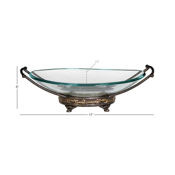 Litton Lane Clear Kitchen Decorative Serving Bowl with Black