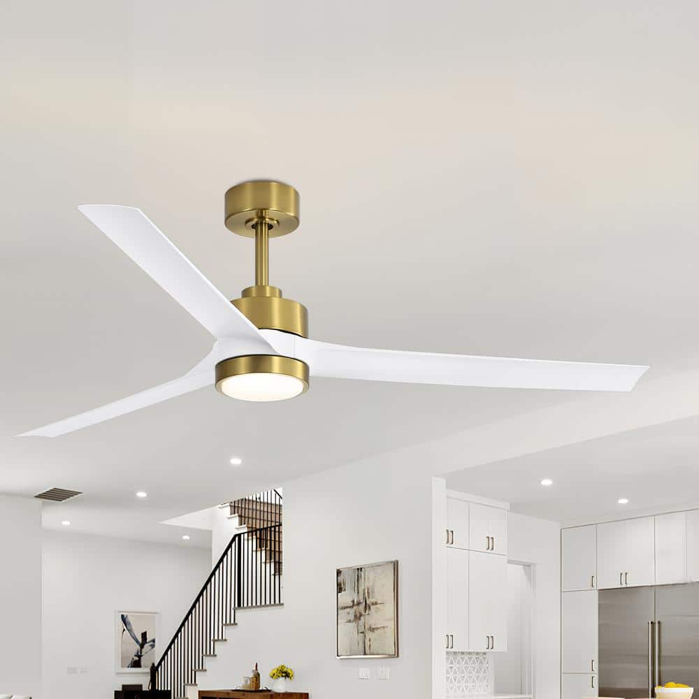 Triplex 60 in. Indoor Gold Integrated LED Ceiling Fans with Light and Remote Control -  Lamober, ZY240INC21-GW