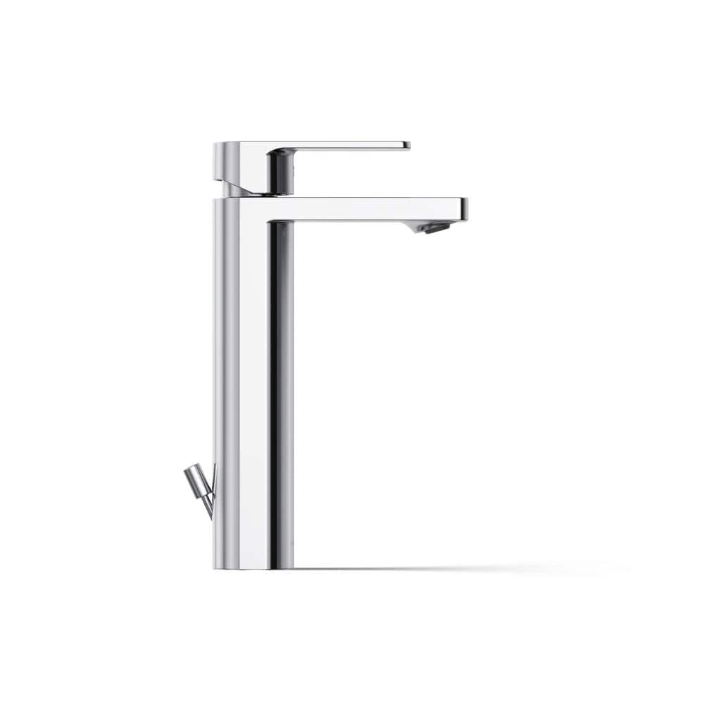 Parallel™ Polished Chrome Tall Single-Handle Bathroom Faucet with Drain