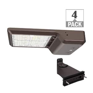 175-Watt Equivalent Integrated LED Bronze Area Light Straight Arm Kit TYPE 5 Adjustable Lumens CCT (4-Pack)