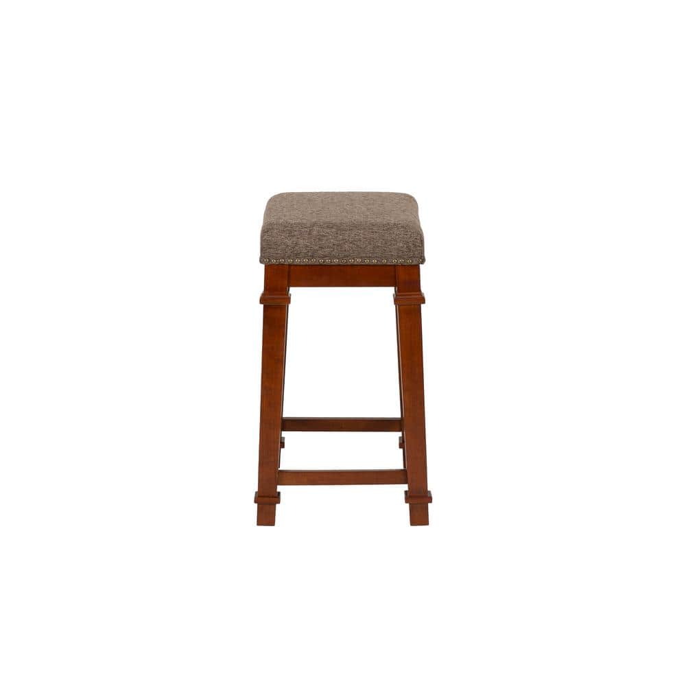 Kennedy Backless Walnut Brown Wood Counter Stool