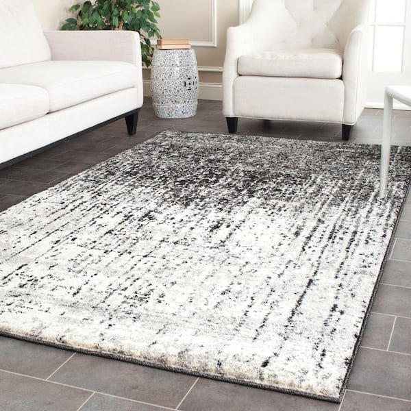 Retro Black/Light Gray Doormat 3 ft. x 4 ft. Solid Area Rug