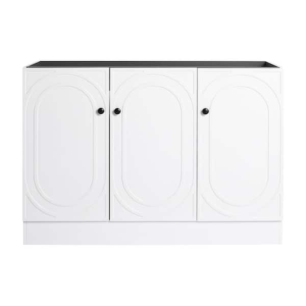 48 in. W x 19.5 in. D x 34 in. H Freestanding Bath Vanity Cabinet without Top in White with 3 Soft-Close Cabinet Doors