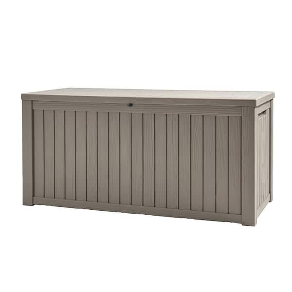 JAYDEN CREATION Adela 260 Gal. Brown Wooden Slat Outdoor Storage Deck Box