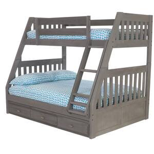 Charcoal Gray Series Charcoal Gray Twin Size Over Full Size Bunkbed with 3-Drawers