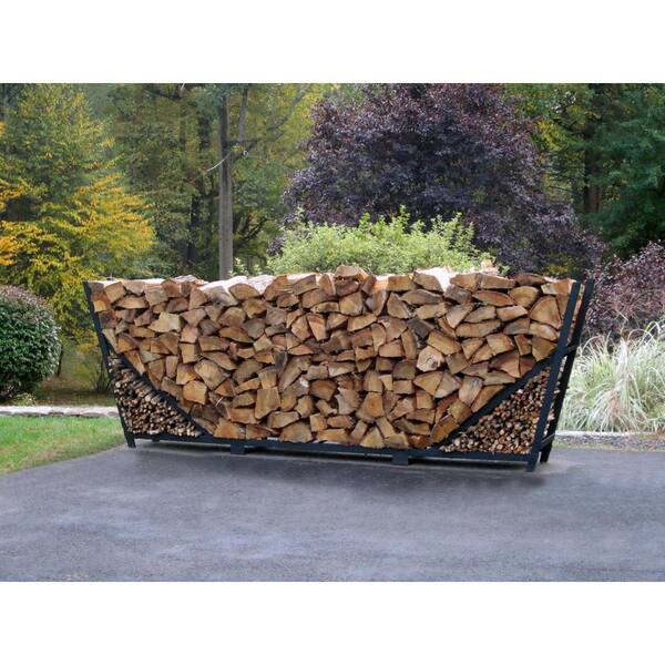 ShelterIT 8 ft. Firewood Storage Log Rack with Kindling Holder Slant Leg Steel