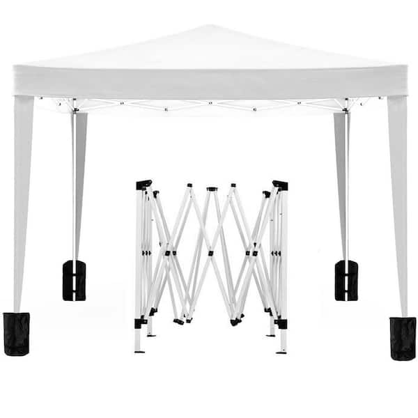 Sudzendf 10 ft. x 10 ft. White Outdoor Portable Pop Up Canopy Folding Tent with 4 Removable Sidewalls