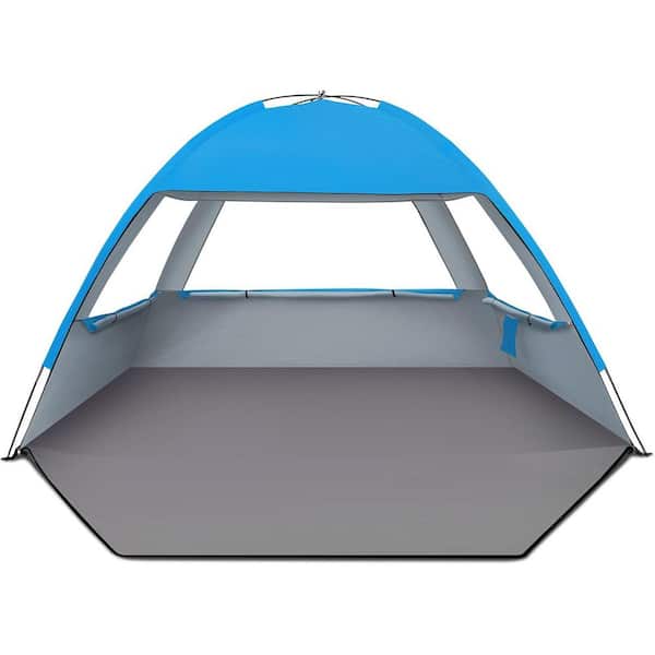 7 ft. x 10 ft. Silver Beach Tent Sun Shelter with UPF 50 plus UV Protection