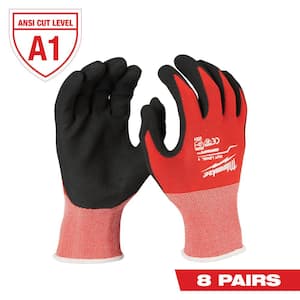 Small Red Nitrile Level 1 Cut Resistant Dipped Work Gloves (8-Pack)