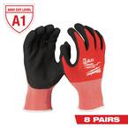 Medium Red Nitrile Level 1 Cut Resistant Dipped Work Gloves (8-Pack)