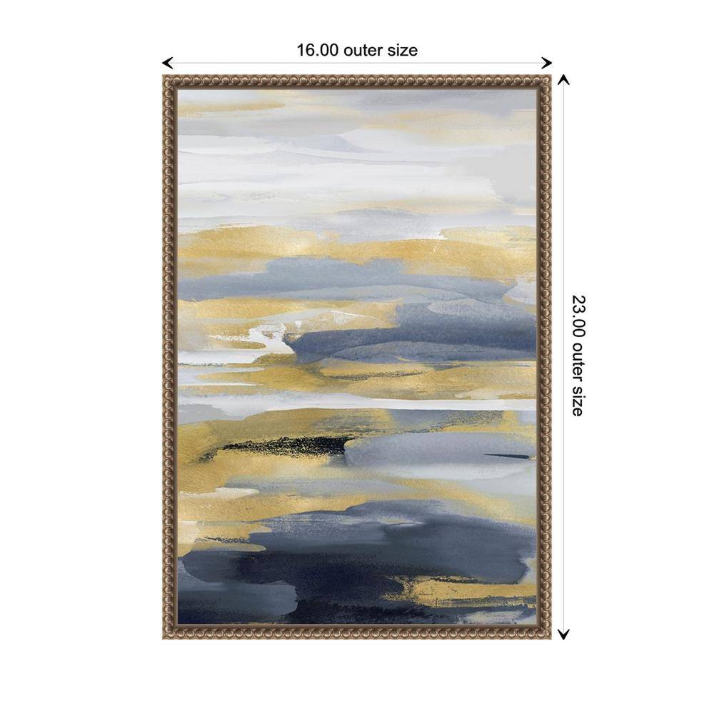 Blue and Gold Abstract Canvas Framed Wall Art 16 x 23