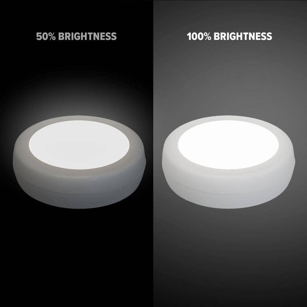 Adjustable White LED Battery Operated Puck Light with Remote - 3 Pack