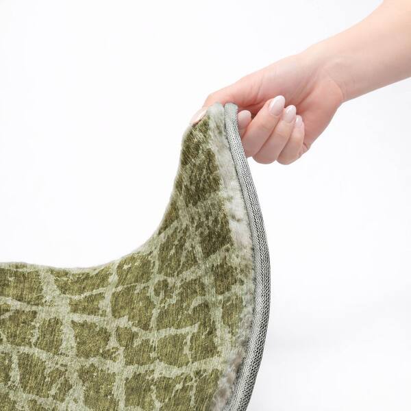 Dream Shag Premium Machine Washable Abstract ADS501 Olive 8 ft. x 8 ft. Round Rug