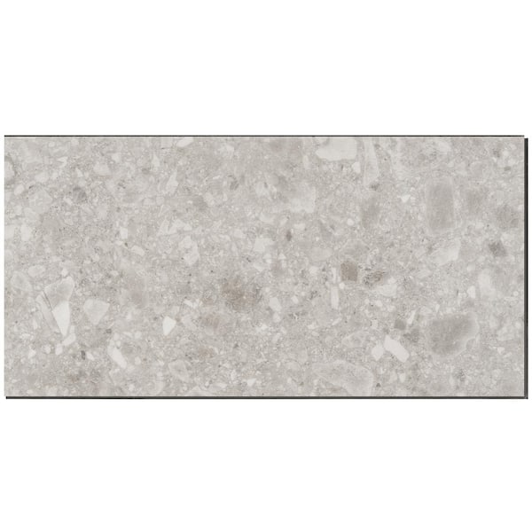 Ivy Hill Tile Take Home Sample - Luxe Terrazzo Gray 20 MIL 6 in. x 12 in. Click Lock Stone Look Waterproof Luxury Vinyl Flooring