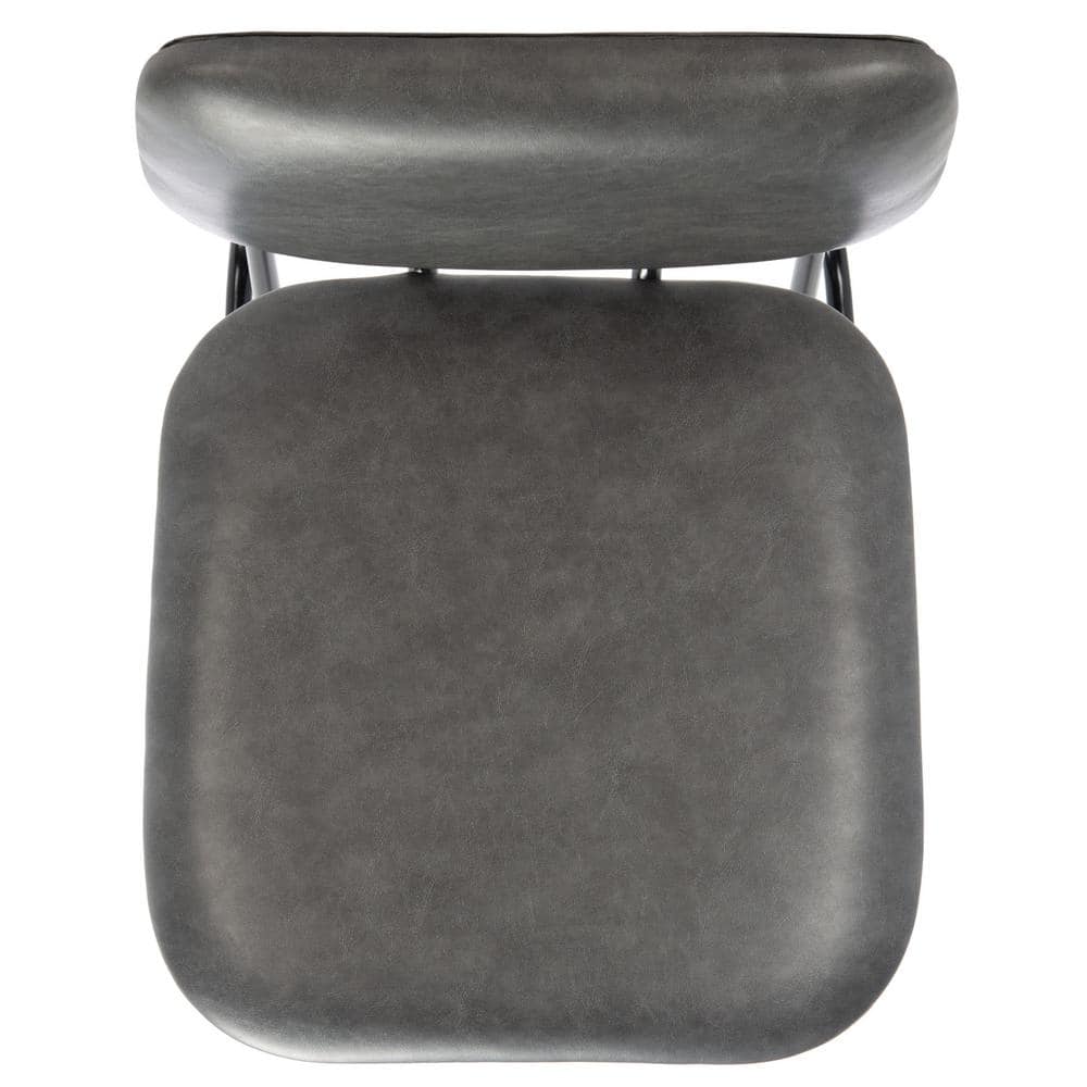 Gray Leather Upholstered Side Chair with Metal Frame, Set of 2