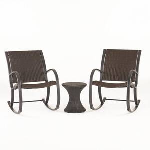 Gracie's Dark Brown 3-Piece Wicker Patio Conversation Set