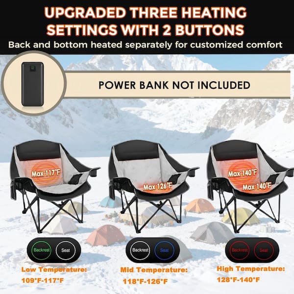 SEEUTEK Outdoor Oversized Foldable Heated Camping Black Patio