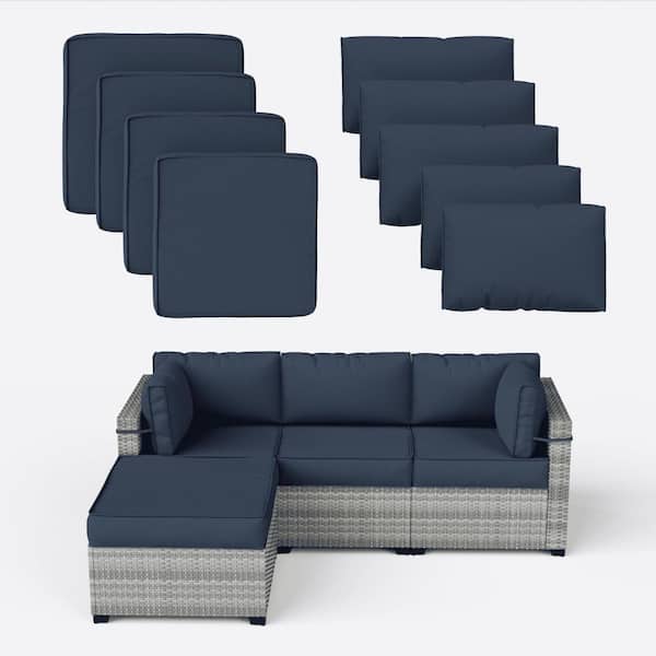 Kimunuk 9-Piece 25.6 in. Outdoor Cushion Covers Navy Blue