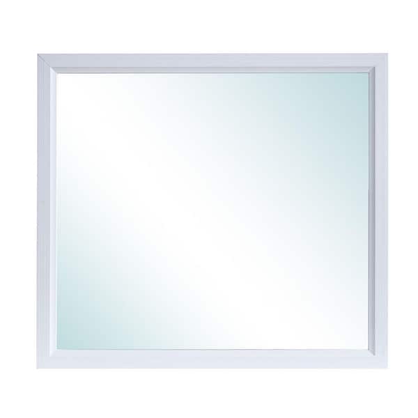 Glasgow 39 in. W x 35 in. H Rectangle Framed White Dresser Mirror