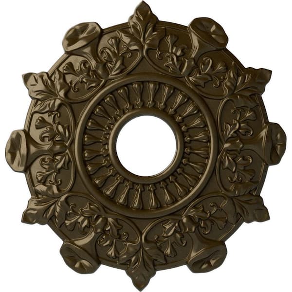 Ekena Millwork 17-1/2" x 4" I.D. x 1" Preston Urethane Ceiling Medallion (Fits Canopies upto 4"), Brass