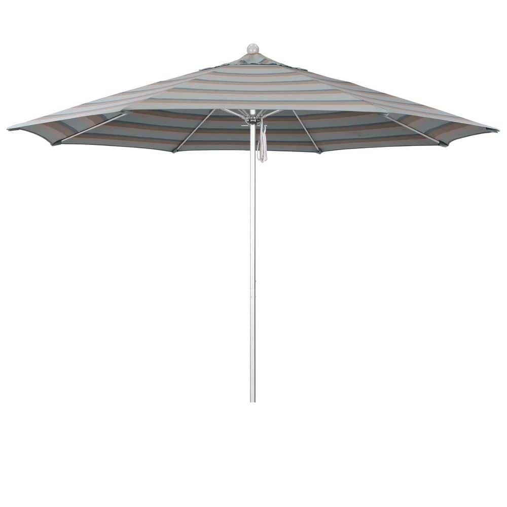 11 ft. Silver Anodized Aluminum Market Patio Umbrella with Fiberglass Ribs Pulley Lift in Gateway Mist Sunbrella price history on PriceWatchPro