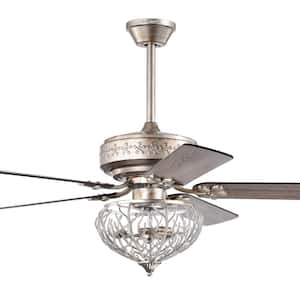 Kannon 52 in. 3-Light Indoor Antique Silver Finish Ceiling Fan with Light Kit