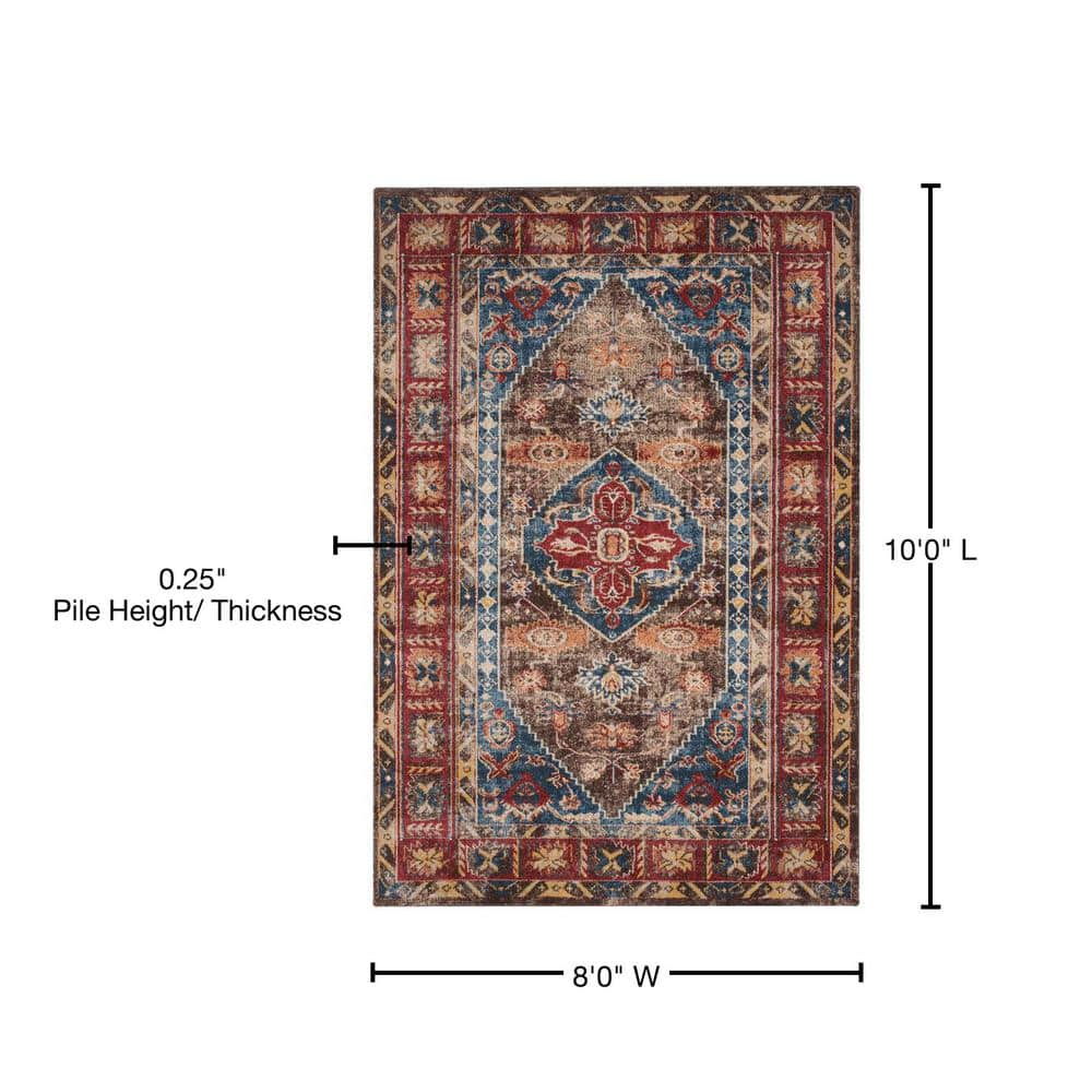 Bijar 8' x 10' Blue and Brown Floral Wool Area Rug