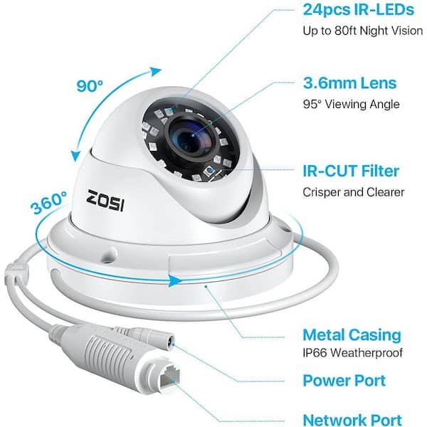 ZOSI ZM4285D 5MP PoE Wired IP Security Camera Only Compatible with ...