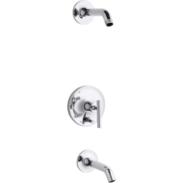 Purist Lever 1-Handle Wall-Mount Trim Kit with Push Button Diverter in Polished Chrome (Valve Not Included)