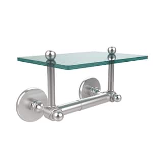 Prestige Skyline Collection Double Post Toilet Paper Holder with Glass Shelf in Satin Chrome