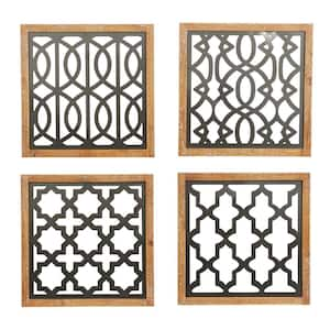 Metal Black Cut-out Geometric Wall Decor (Set of 4)