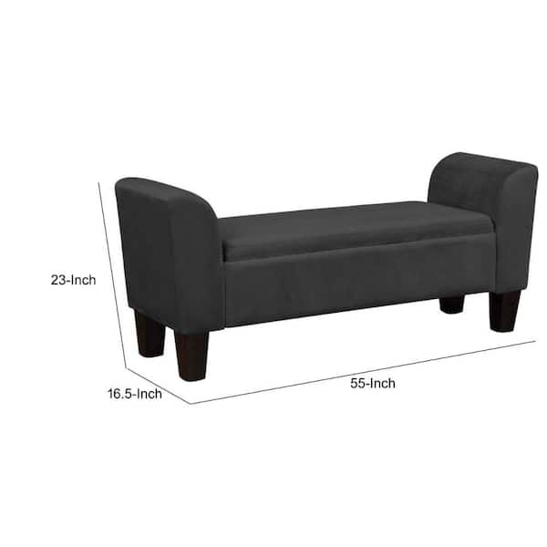 Fabric armed storage online bench