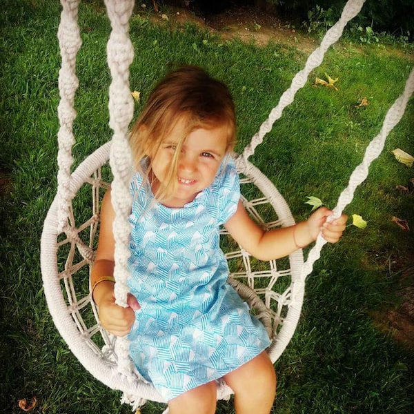 OGETFUUR 2 ft. White Hammock Swing Chair for Kids, Handmade