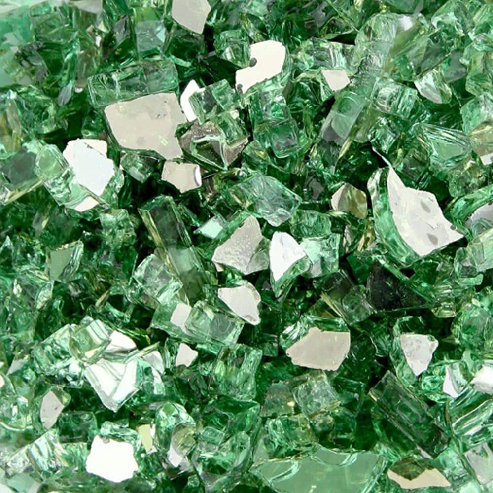 Green Reflective Fire Glass for Outdoor Fire Pits, 20 lbs