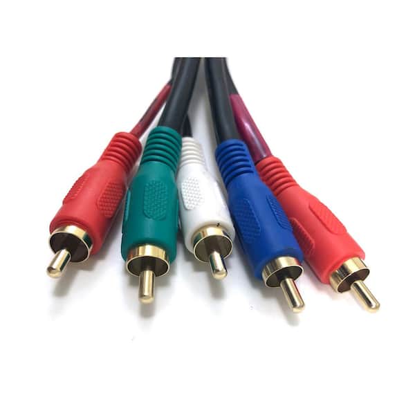 Micro Connectors, Inc 25 ft. Premium 5-RCA Component Video Plus Audio Cable in Black