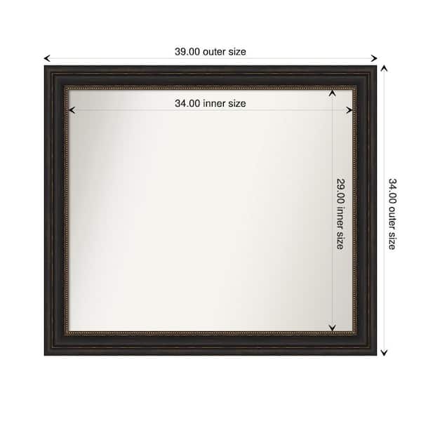 Amanti Art Accent Bronze 39 in. x 34 in. Custom Non-Beveled Polystyrene Antique Framed Bathroom Vanity Wall Mirror